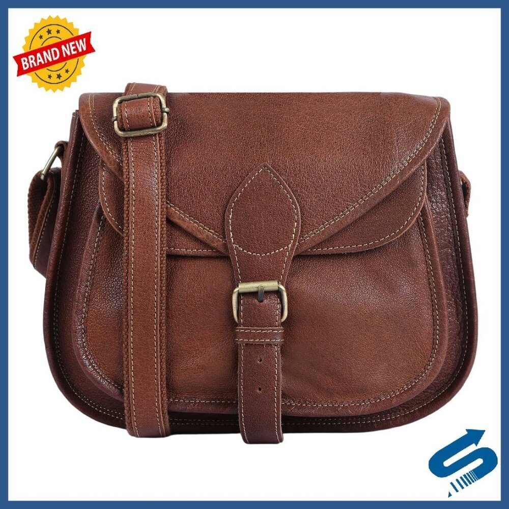 Full Grain Leather Crossbody Bag Tote 12x9x3 Adjustable Strap